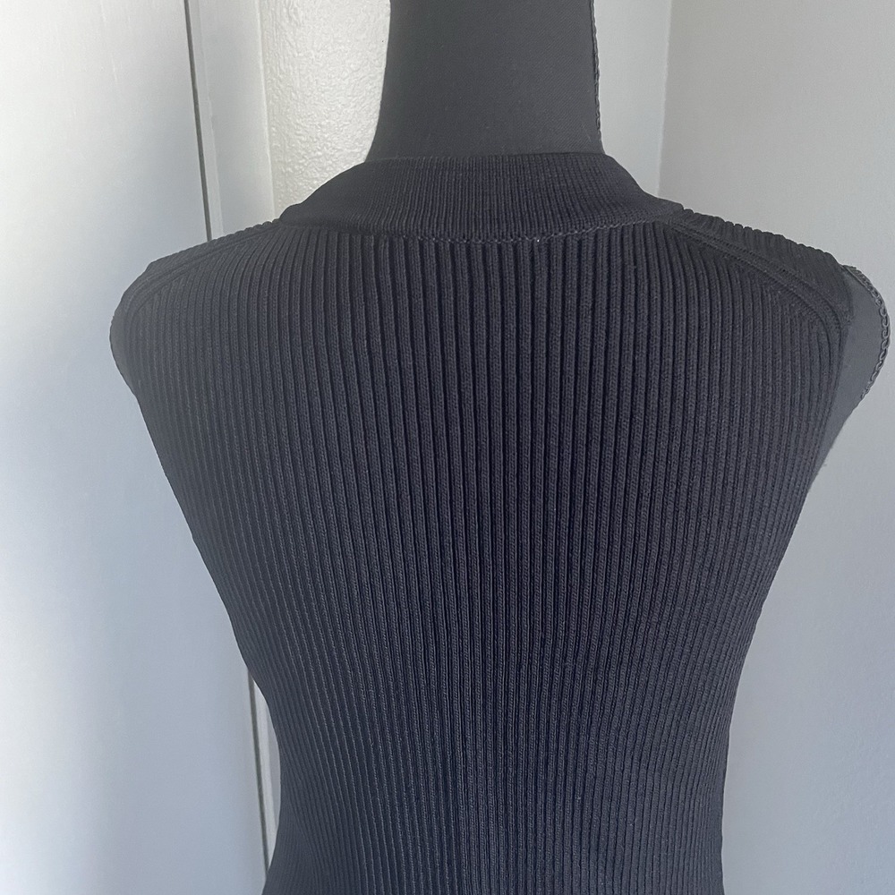 MICHAEL Michael Kors Sz L Black Ribbed Knit Lace-Up Sweater Dress Bodycon - Picture 9 of 11